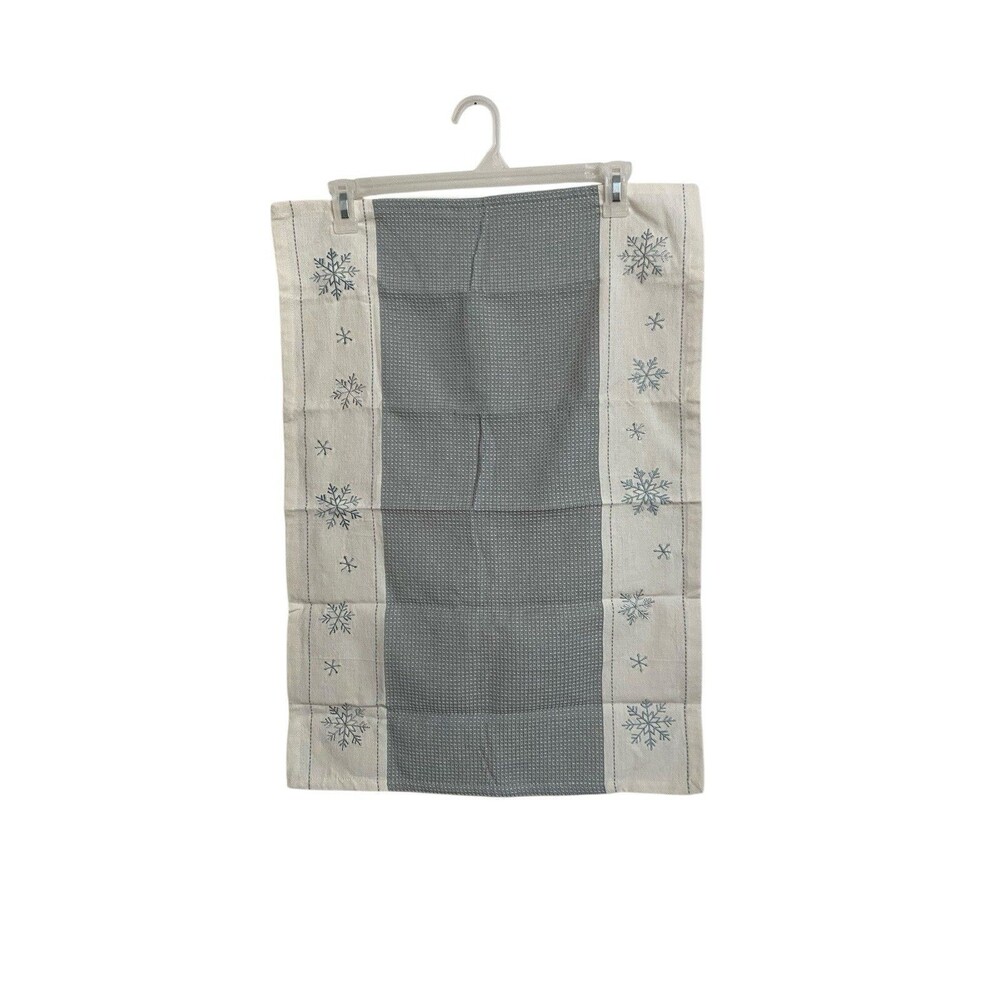 Sur La Table Snowflake Embroidered Waffle Weave Kitchen Towel Cotton